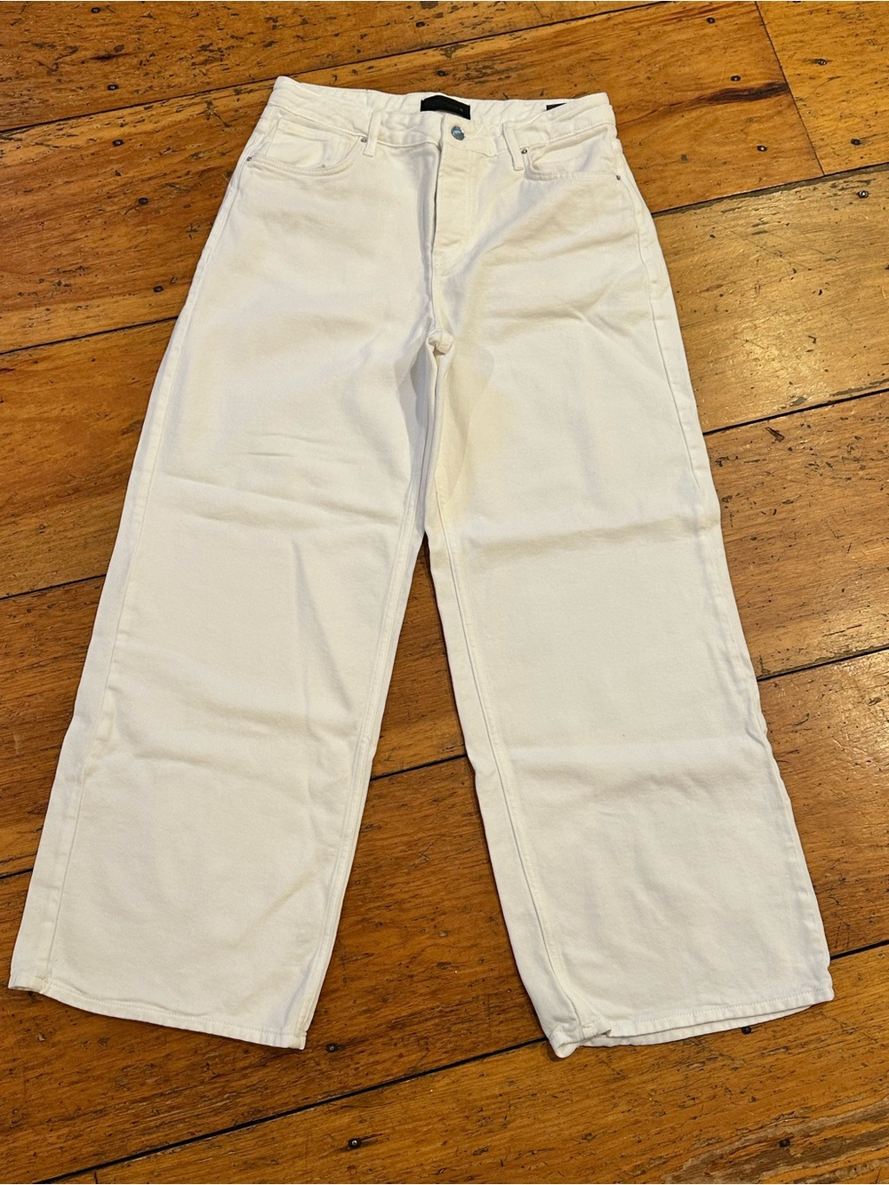 Women’s White Zara Wide-Leg Jeans - mid rise sz 8